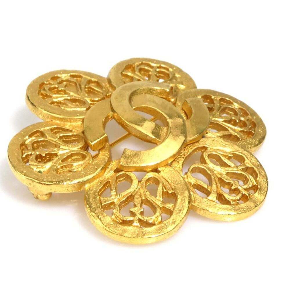 CHANEL Authentic Gold Logo Brooch - Picture 2 of 5